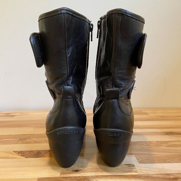 Pataugas 1950 veritable  Womens Black Leather Lace-Up Heeled Boots Size 38 - Picture 2 of 16